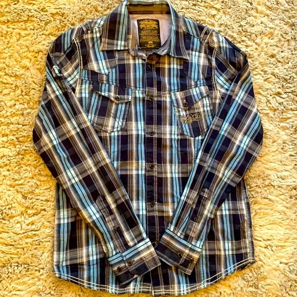 PRIVATE MEMBER 100% cotton PLAID BUTTON DOWN - Picture 2 of 8